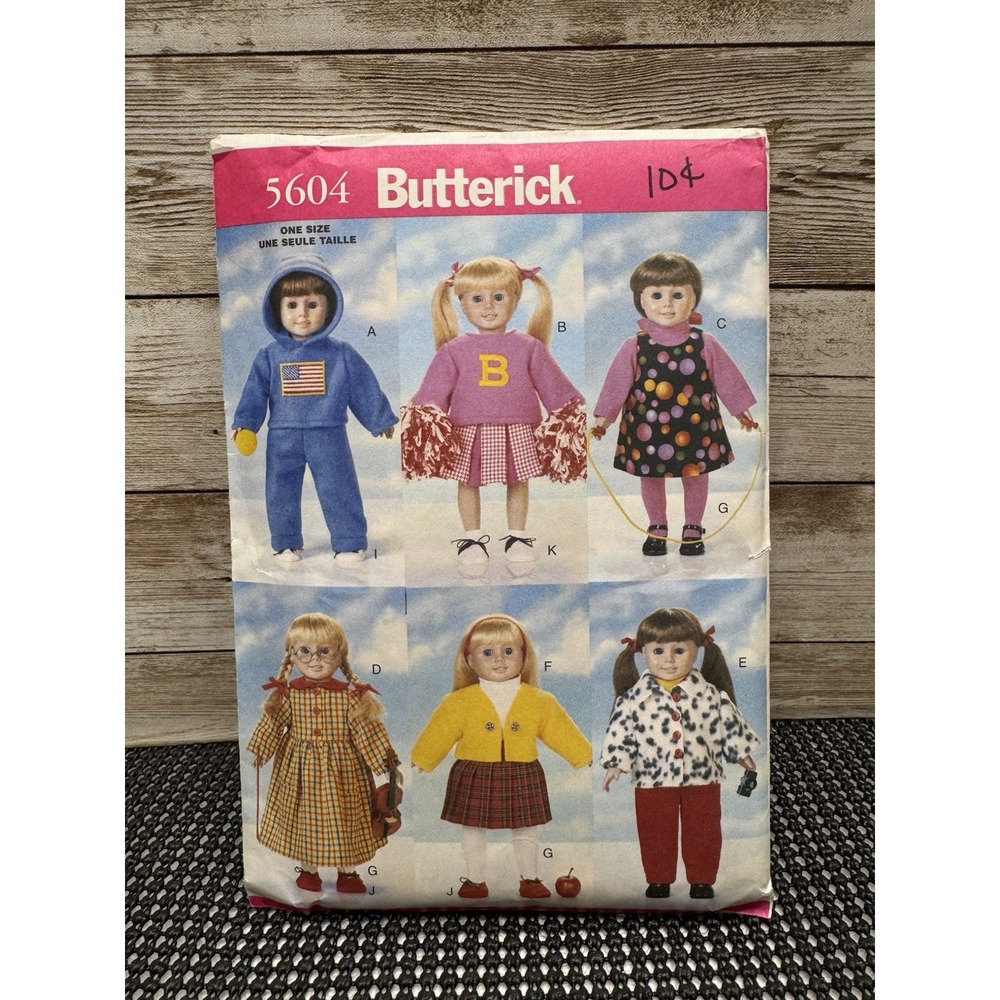 Butterick 5604 Dress Cheerleader 18" Doll Clothes Sewing Pattern Uncut